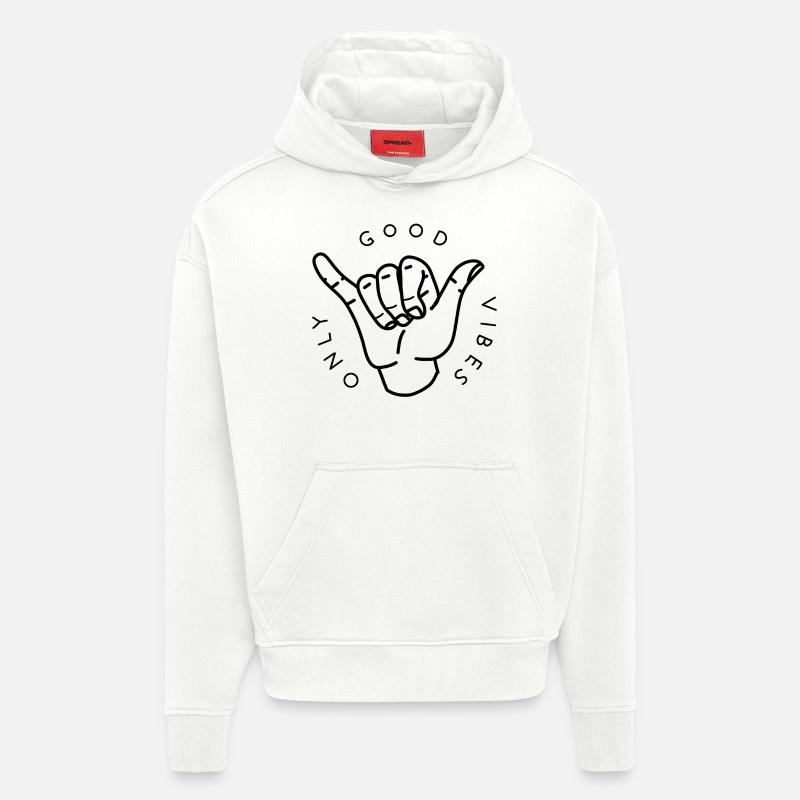 Bonnes vibrations seulement - Sweat à capuche bio épais oversize fabriqué en UE - OFF WHITE