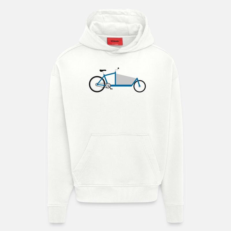 Vélo de cargo bleu - Sweat à capuche bio épais oversize fabriqué en UE - OFF WHITE