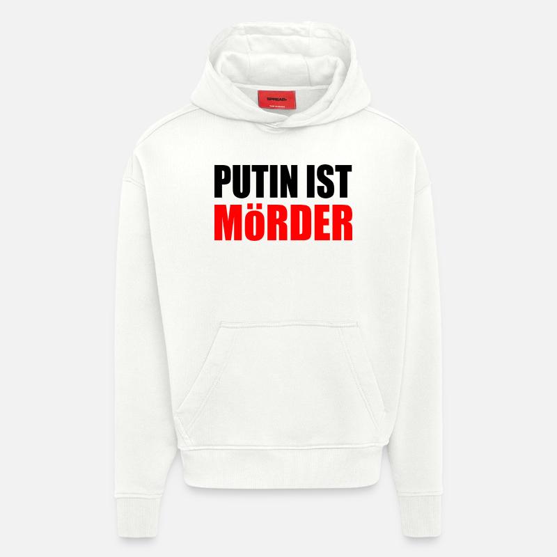 Poutine est meurtrier - Sweat à capuche bio épais oversize fabriqué en UE - OFF WHITE