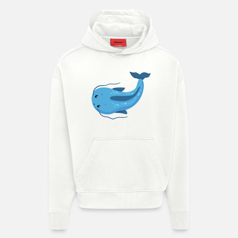 Poisson-chat distinctif - Sweat à capuche bio épais oversize fabriqué en UE - OFF WHITE
