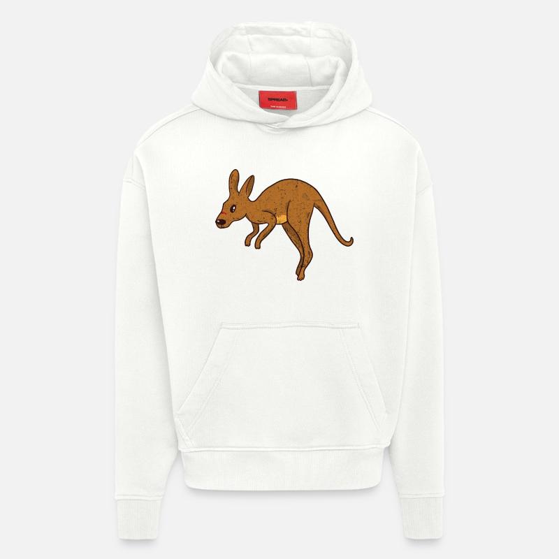 Kangaroo Vintage Rust Texture - Hoodie- made by SPREAD  - OFF WHITE