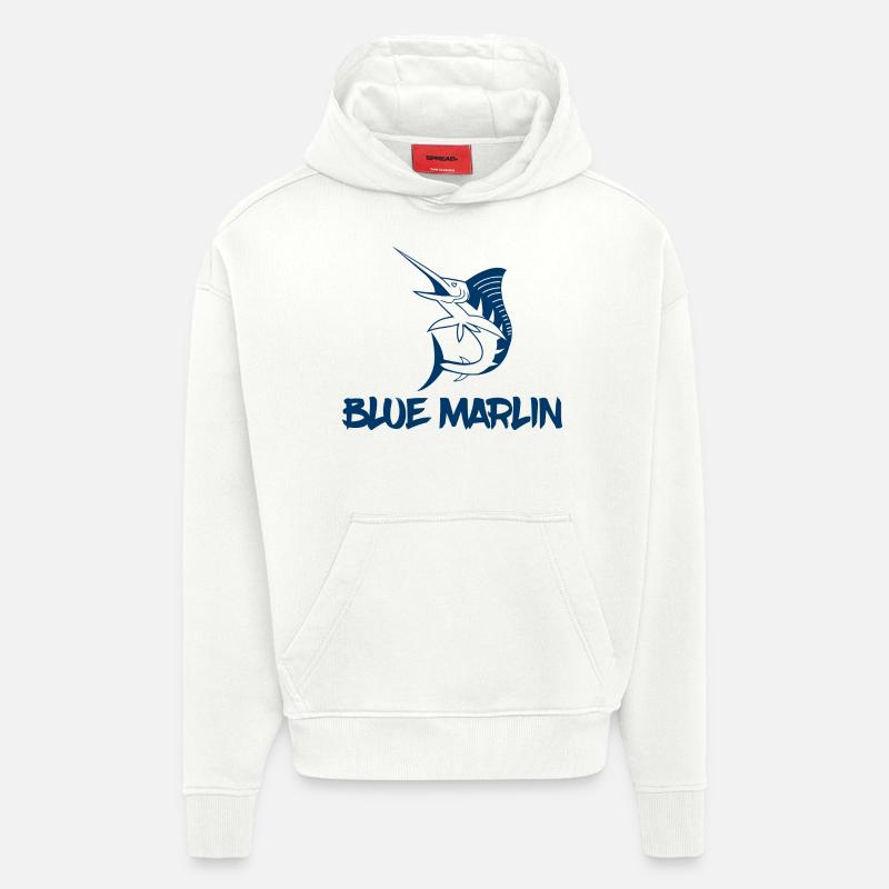 Pêcheurs - Pêche - Blue Marlin - Cadeau - Sweat à capuche bio épais oversize fabriqué en UE - OFF WHITE