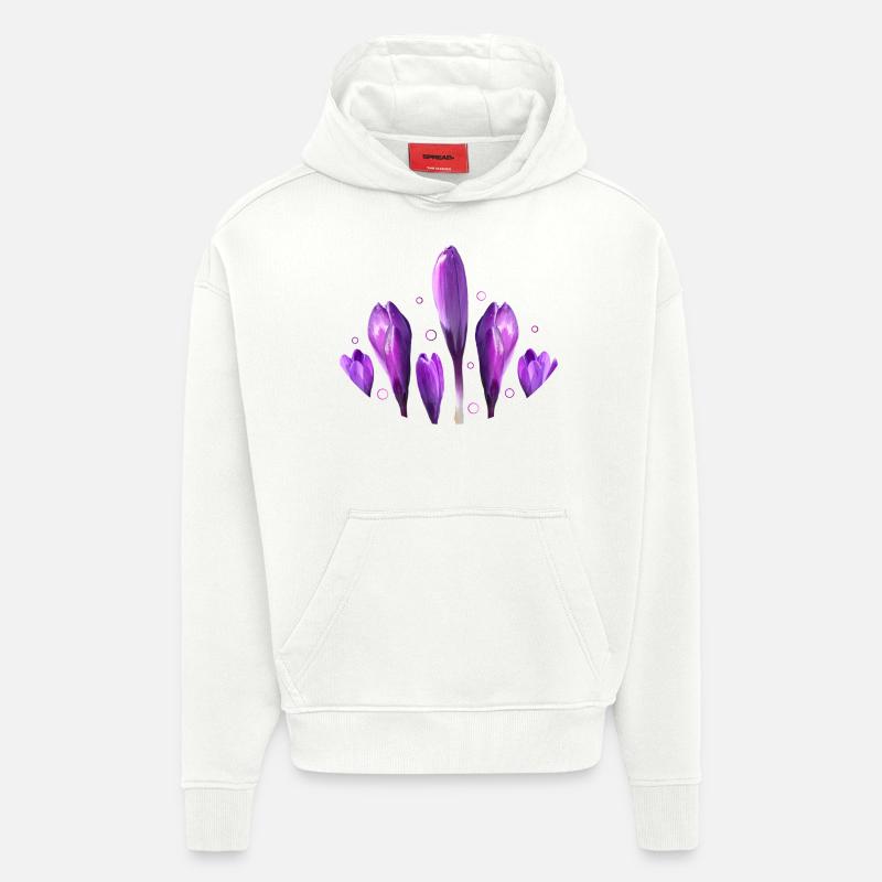 Crocus Printemps Printemps Début - Sweat à capuche bio épais oversize fabriqué en UE - OFF WHITE