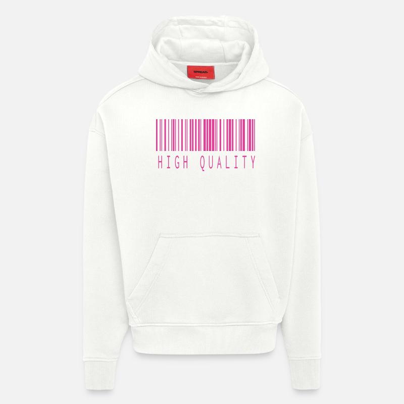 HAUTE QUALITÉ BARCODE ROSE - Sweat à capuche bio épais oversize fabriqué en UE - OFF WHITE