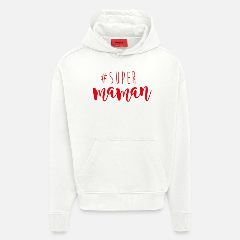 SUPER MAMAN - Sweat à capuche bio épais oversize fabriqué en UE - OFF WHITE