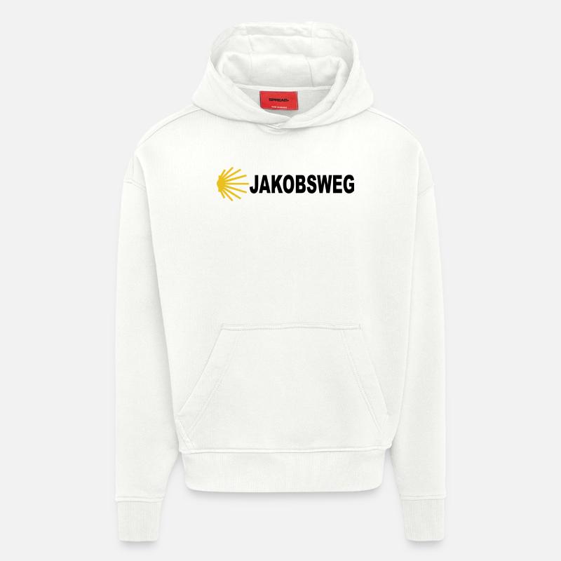 Chemin de pèlerinage de Saint-Jacques Saint Jacques de Compostelle wande - Sweat à capuche bio épais oversize fabriqué en UE - OFF WHITE