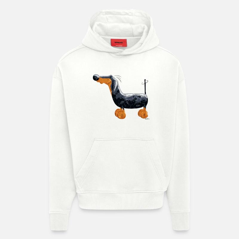 Teckel Chien - Sweat à capuche bio épais oversize fabriqué en UE - OFF WHITE