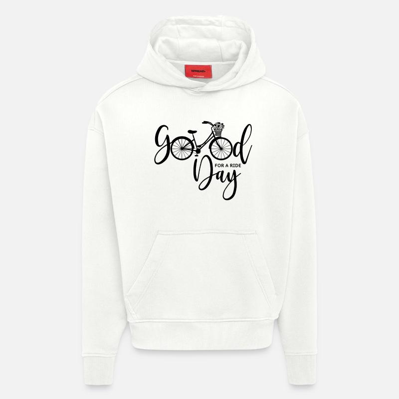 Vélo - Bonne journée pour une balade - Sweat à capuche bio épais oversize fabriqué en UE - OFF WHITE