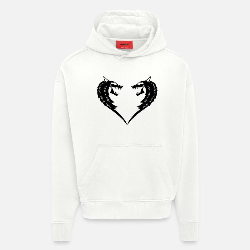 Schwarzes Wolfsherz - Hoodie- made by SPREAD  - OFF WHITE