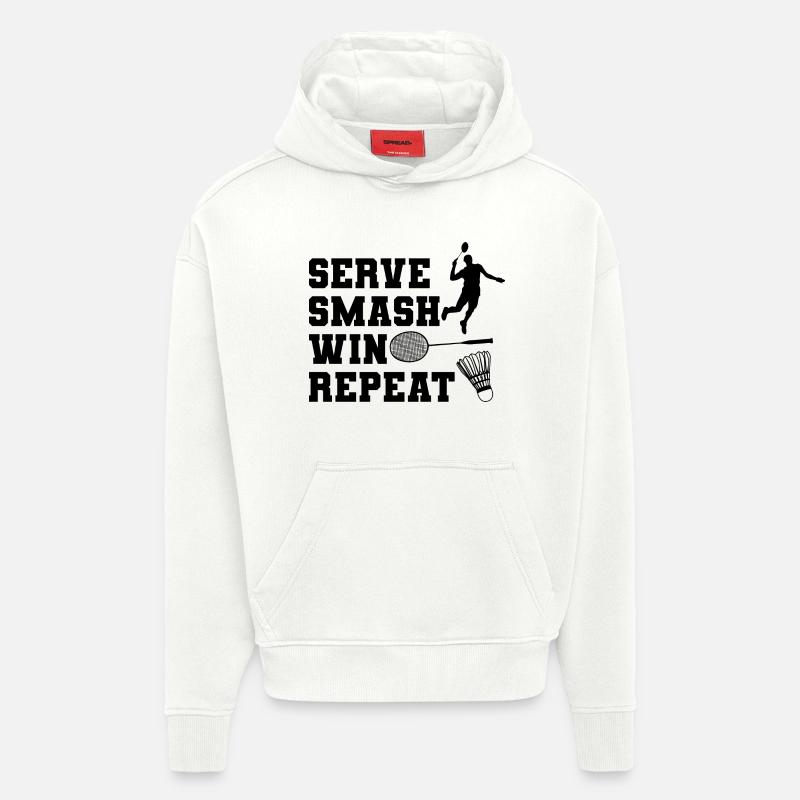 Servir Smash Win Repeat - Sweat à capuche bio épais oversize fabriqué en UE - OFF WHITE