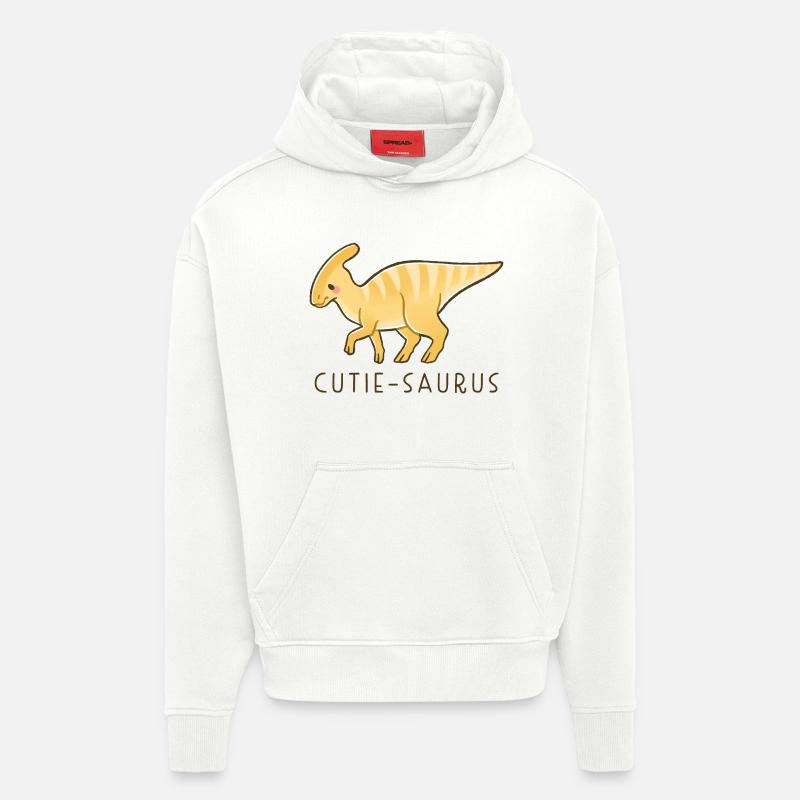 Mignon Dino Cutie-Saurus - Sweat à capuche bio épais oversize fabriqué en UE - OFF WHITE