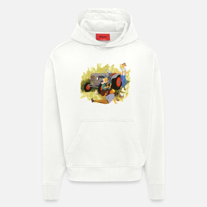 Roi des tracteurs - Sweat à capuche bio épais oversize fabriqué en UE - OFF WHITE