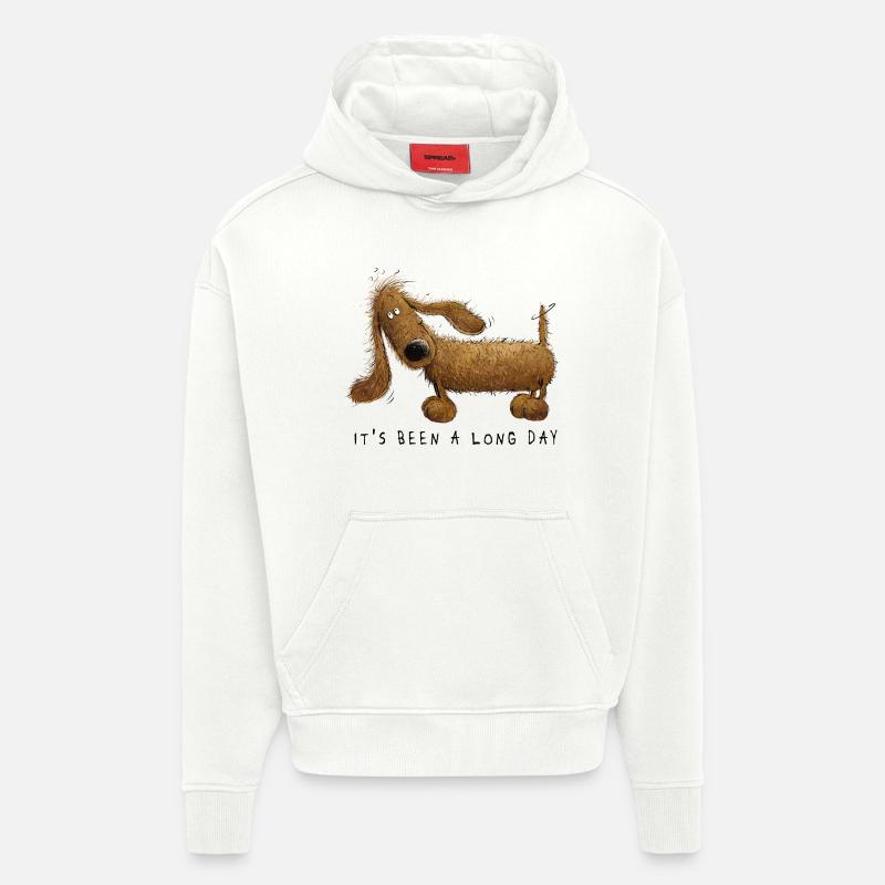 Drôle teckel teckel dictons cadeau - Sweat à capuche bio épais oversize fabriqué en UE - OFF WHITE
