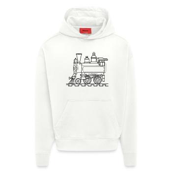 Style de bande dessinée ferroviaire - Sweat à capuche bio épais oversize fabriqué en UE - OFF WHITE - Devant