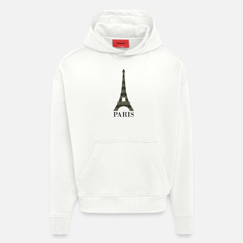 tour Eiffel - Sweat à capuche bio épais oversize fabriqué en UE - OFF WHITE