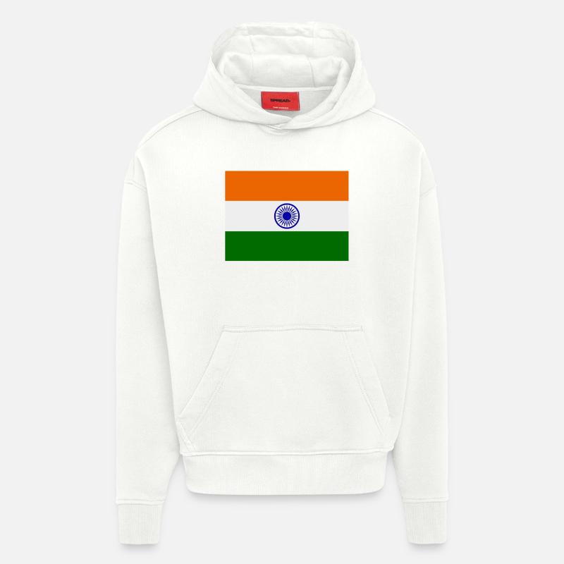 drapeau de l'inde - Sweat à capuche bio épais oversize fabriqué en UE - OFF WHITE