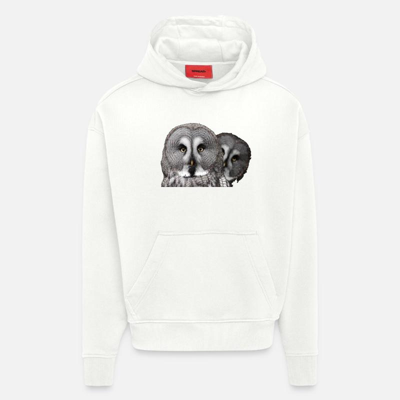 Zwei Eulenköpfe - Hoodie- made by SPREAD  - OFF WHITE