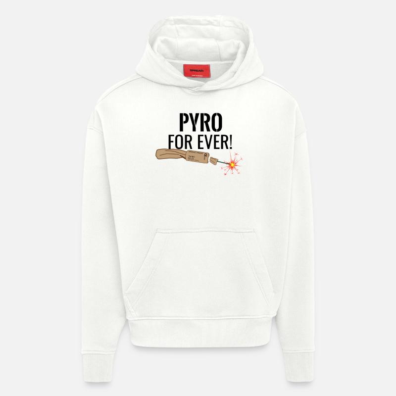 Pyro For Ever Noir - Sweat à capuche bio épais oversize fabriqué en UE - OFF WHITE