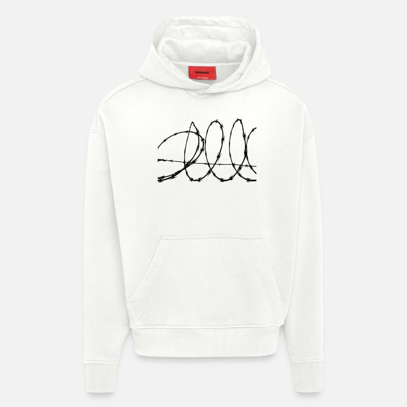 fil de fer barbelé - Sweat à capuche bio épais oversize fabriqué en UE - OFF WHITE