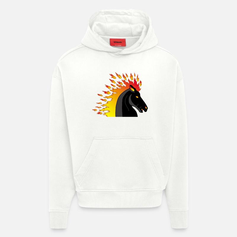 Cheval de feu - Sweat à capuche bio épais oversize fabriqué en UE - OFF WHITE