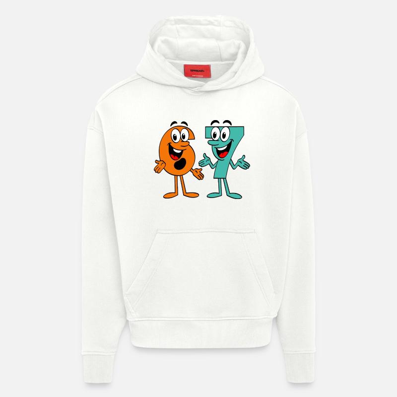 Six Sept Dessins animés - Sweat à capuche bio épais oversize fabriqué en UE - OFF WHITE