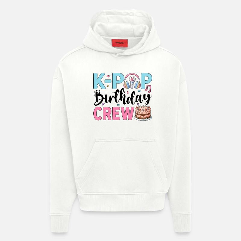Équipe d’anniversaire K-Pop - Sweat à capuche bio épais oversize fabriqué en UE - OFF WHITE