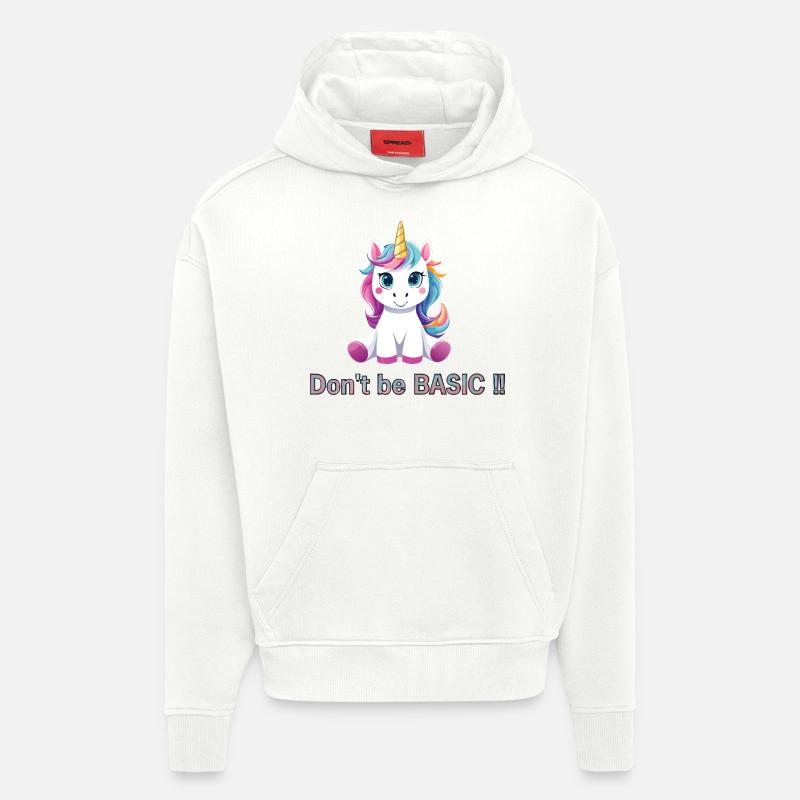 Don't be BASIC !! - Sweat à capuche bio épais oversize fabriqué en UE - OFF WHITE
