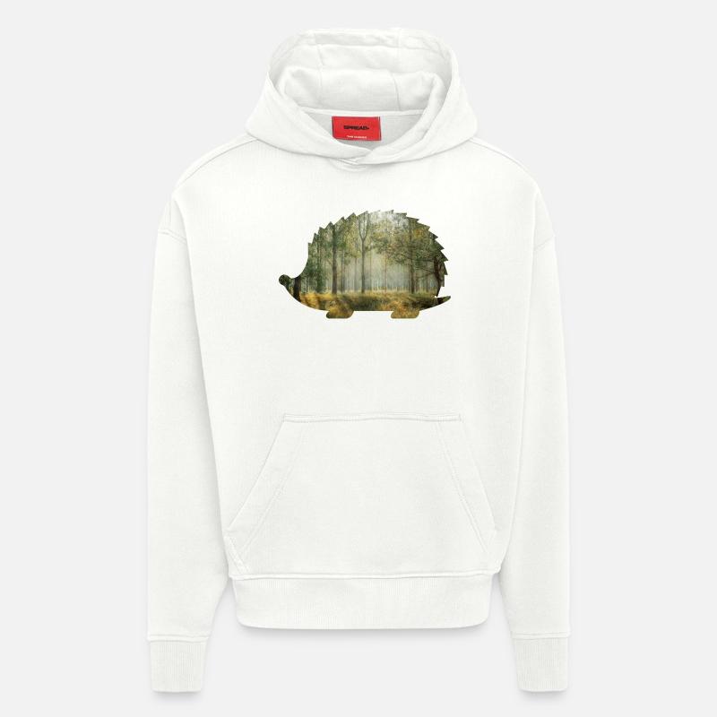 wald 9 igel mit wald - Hoodie- made by SPREAD - OFF WHITE