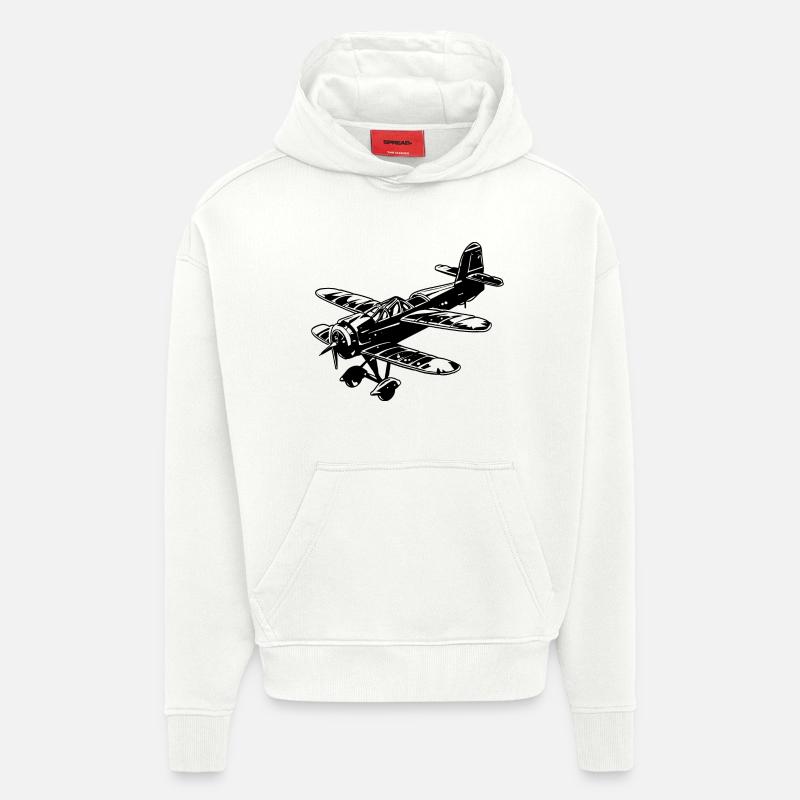 Hélice Avion Graphique - Sweat à capuche bio épais oversize fabriqué en UE - OFF WHITE