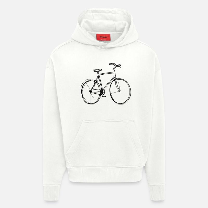 Tracé de lignes de vélo - Sweat à capuche bio épais oversize fabriqué en UE - OFF WHITE
