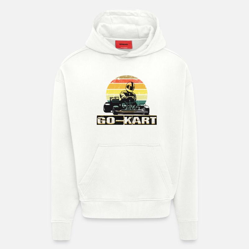 Faire du karting - Sweat à capuche bio épais oversize fabriqué en UE - OFF WHITE