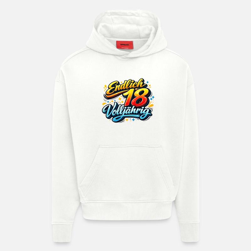 Endlich 18 Volljährig Neon Script - Hoodie- made by SPREAD  - OFF WHITE