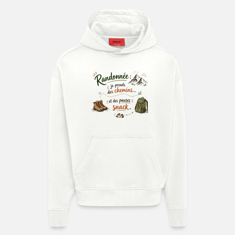 Randonnée et pauses snack - Sweat à capuche bio épais oversize fabriqué en UE - OFF WHITE