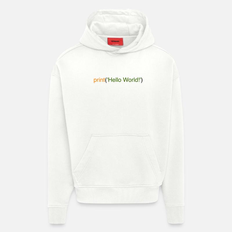 Bonjour le monde Python - Sweat à capuche bio épais oversize fabriqué en UE - OFF WHITE