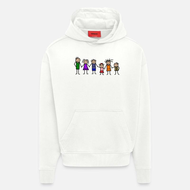 Famille avec beaucoup d'enfants - Sweat à capuche bio épais oversize fabriqué en UE - OFF WHITE