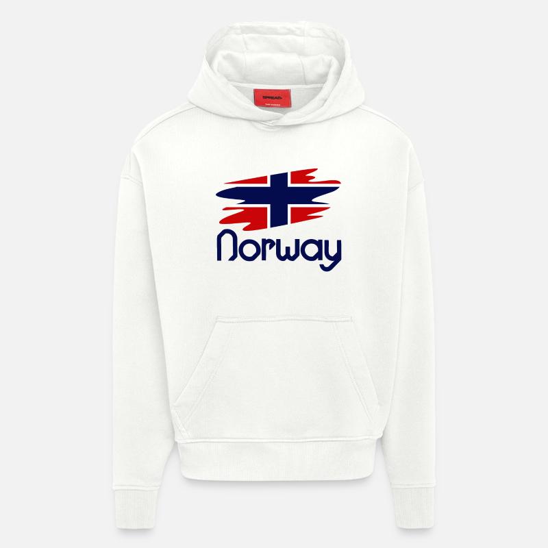 Drapeau Norvège - Design - Sweat à capuche bio épais oversize fabriqué en UE - OFF WHITE