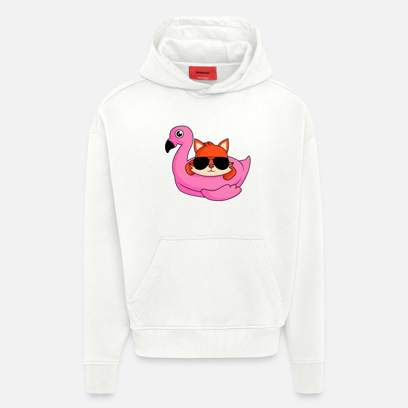 Fox in flamingo design - Hoodie- made by SPREAD  - OFF WHITE