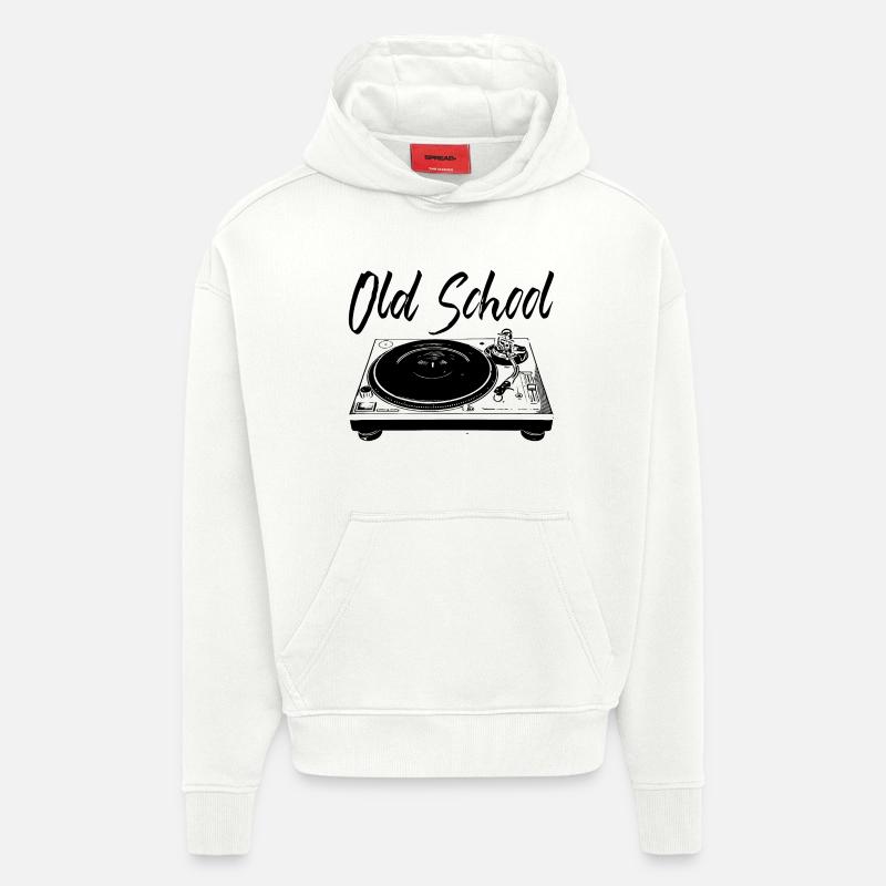 Old School - Platines vinyles - Sweat à capuche bio épais oversize fabriqué en UE - OFF WHITE