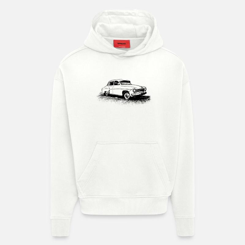 P-312-0 Wartburg - Sweat à capuche bio épais oversize fabriqué en UE - OFF WHITE