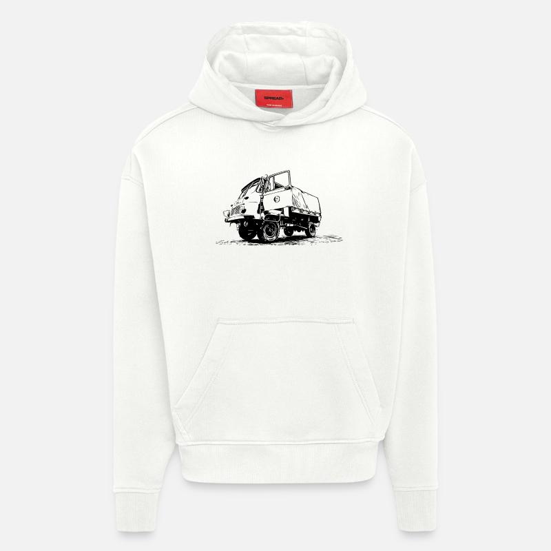 Robur LO 2002 A - Sweat à capuche bio épais oversize fabriqué en UE - OFF WHITE