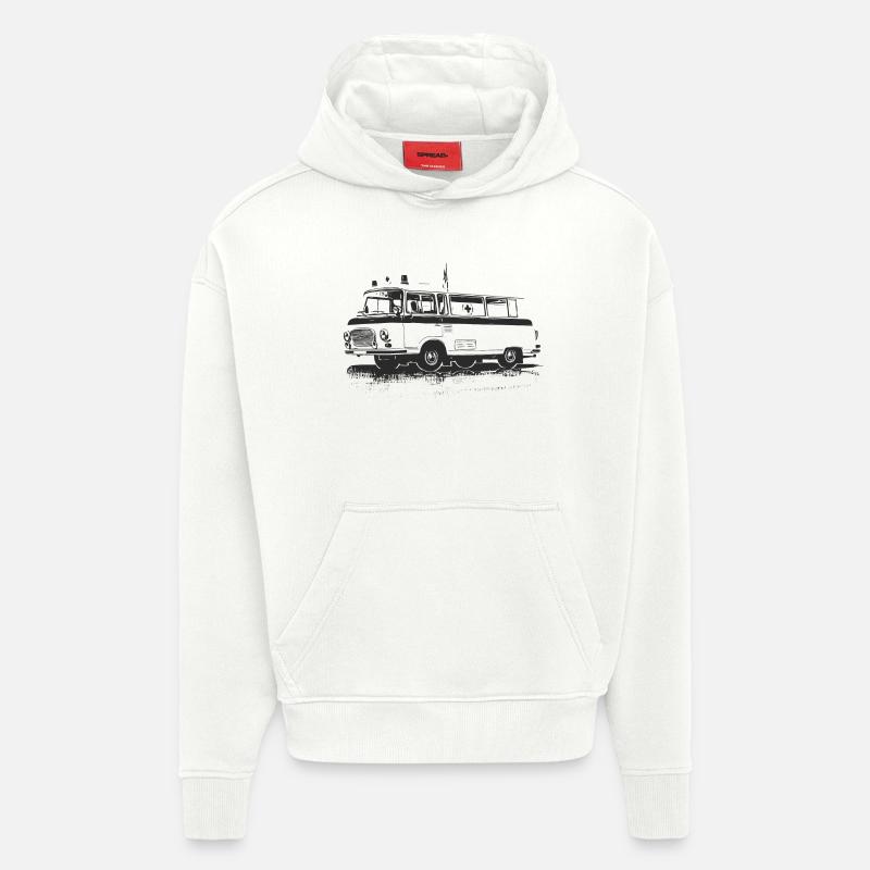 Barkas - B1000 - Ambulance - Sweat à capuche bio épais oversize fabriqué en UE - OFF WHITE