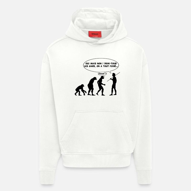 Erreur d'évolution (noir) - Sweat à capuche bio épais oversize fabriqué en UE - OFF WHITE