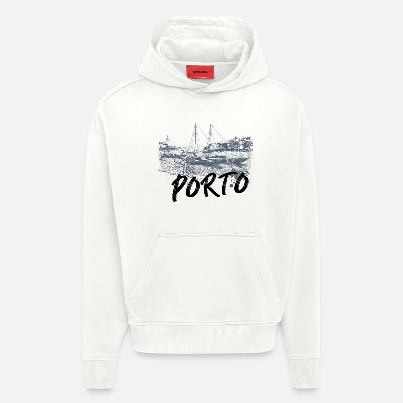 Porto Douro Einfarbige Rabelo Boote - Hoodie- made by SPREAD  - OFF WHITE