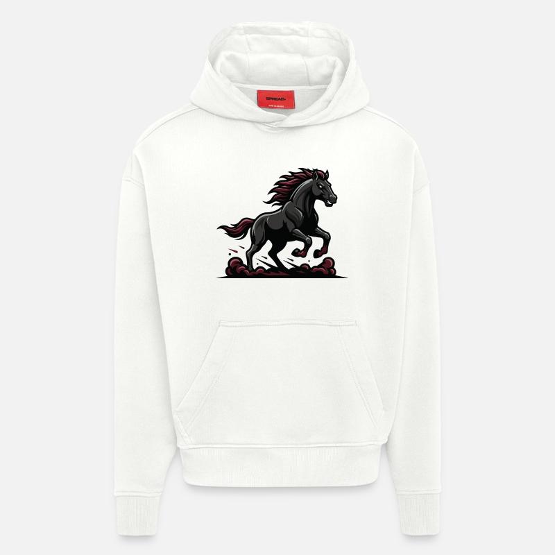 Mitternachtsgalopp Schwarze Pferde-Truppe - Hoodie- made by SPREAD  - OFF WHITE