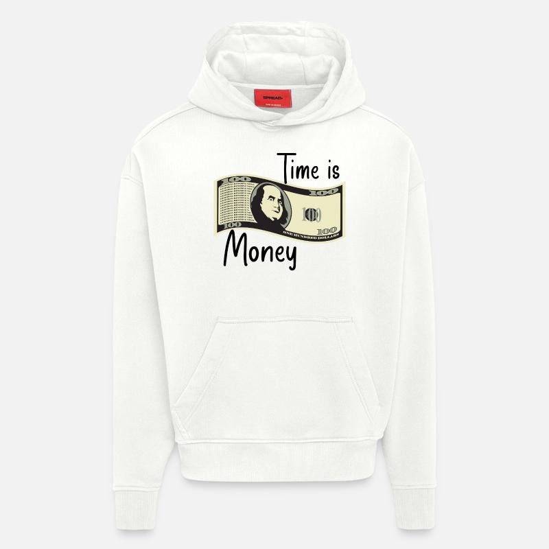 Le temps, c’est de l’argent - Sweat à capuche bio épais oversize fabriqué en UE - OFF WHITE