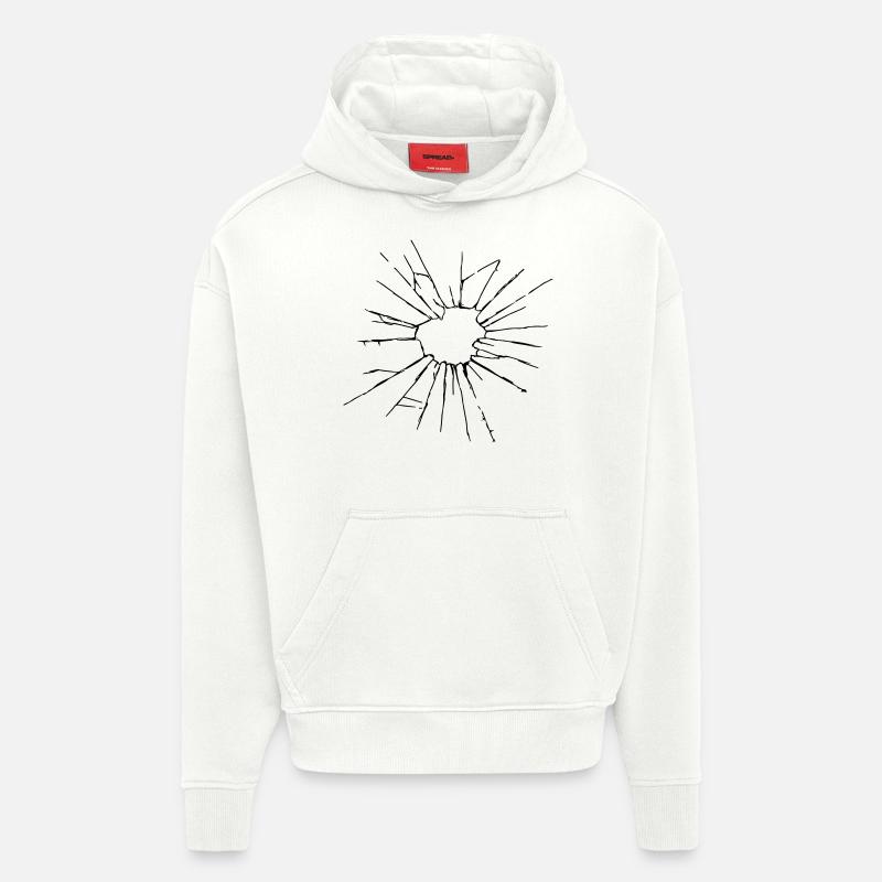 Verre brisé - Sweat à capuche bio épais oversize fabriqué en UE - OFF WHITE