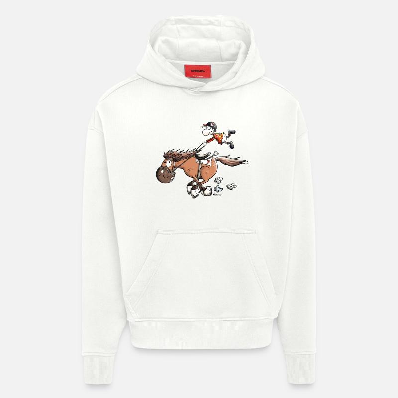 Cheval De Course Rapide - Sweat à capuche bio épais oversize fabriqué en UE - OFF WHITE