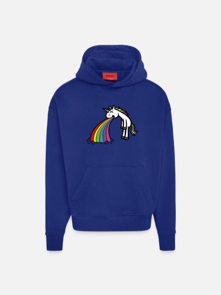 Lustiges Einhorn kotzt Regenbogen Cartoon - Hoodie- made by SPREAD - OFF WHITE