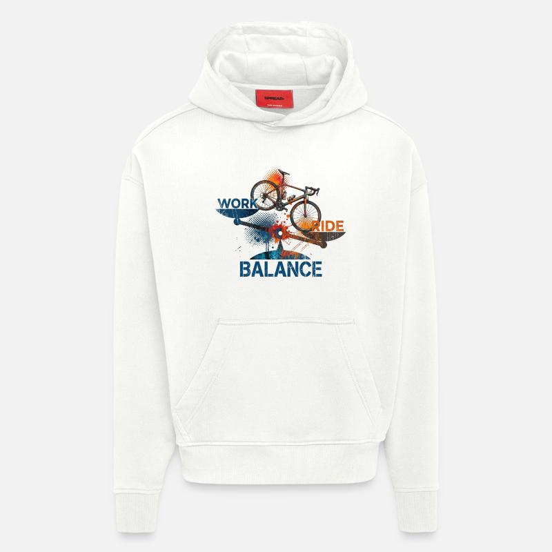Travail - Attraction - Équilibre - Sweat à capuche bio épais oversize fabriqué en UE - OFF WHITE