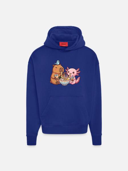 Kawaii Capybara Axolotl Ramen Bubble Tea - Hoodie- made by SPREAD  - OFF WHITE